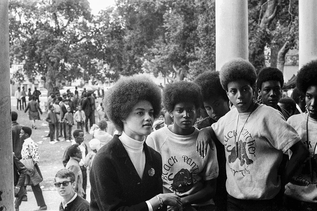 Kathleen Cleaver and other Black Panther Party’s members during a rally in Oakland, July 28, 1968. © Stephen Shames