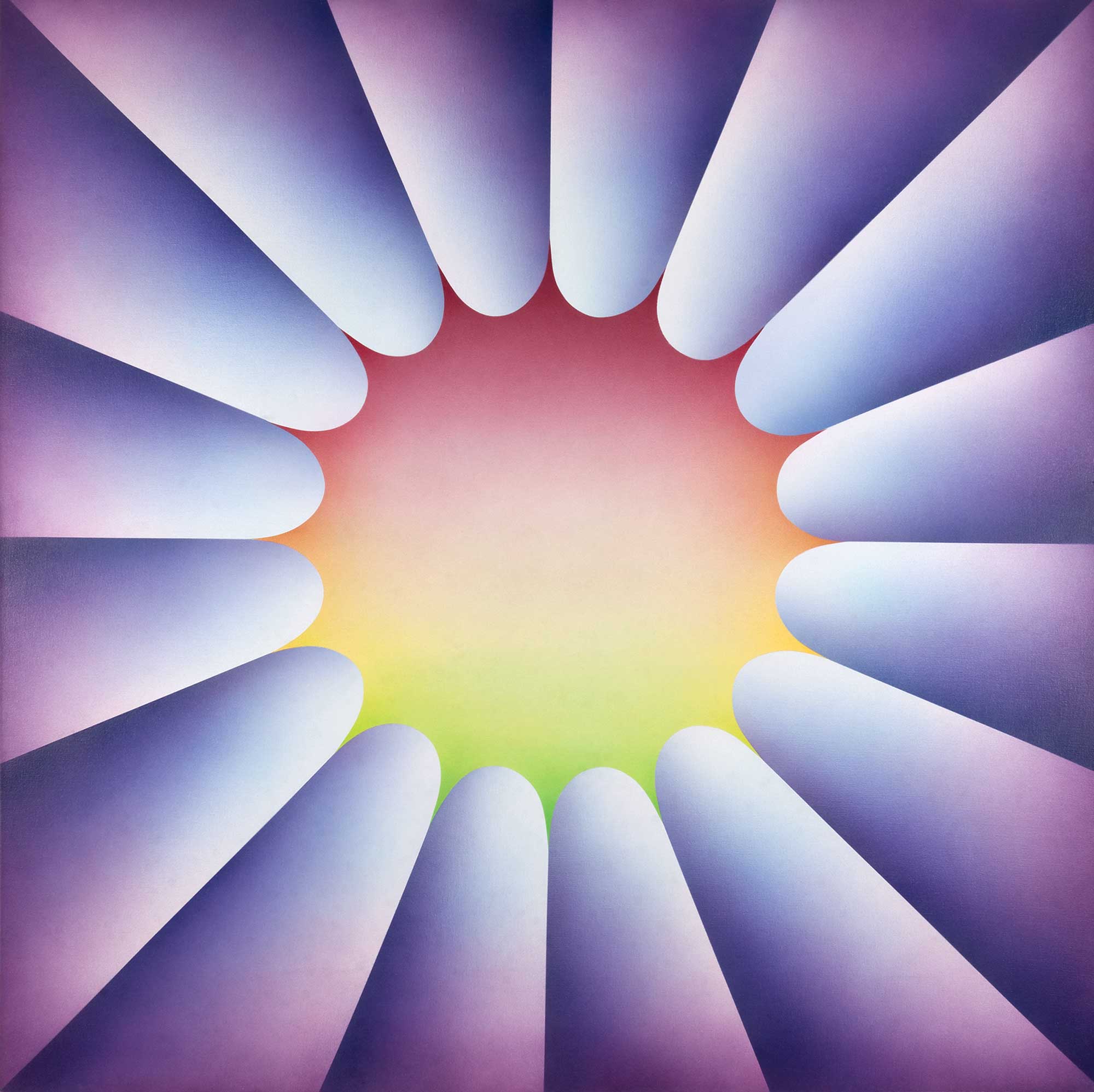 Judy Chicago, Through the Flower 2, 1973. Sprayed acrylic on canvas 60 x 60 in Collection Diane Gelon. © Judy Chicago/Artists Rights Society (ARS), New York. Photo © Donald Woodman/Artists Rights Society (ARS), New York